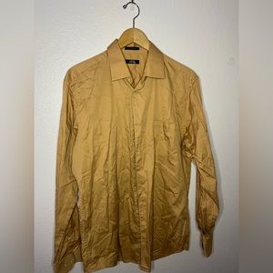 ALFANI men’s 100% cotton sateen men’s long sleeve button up shirt size large 16